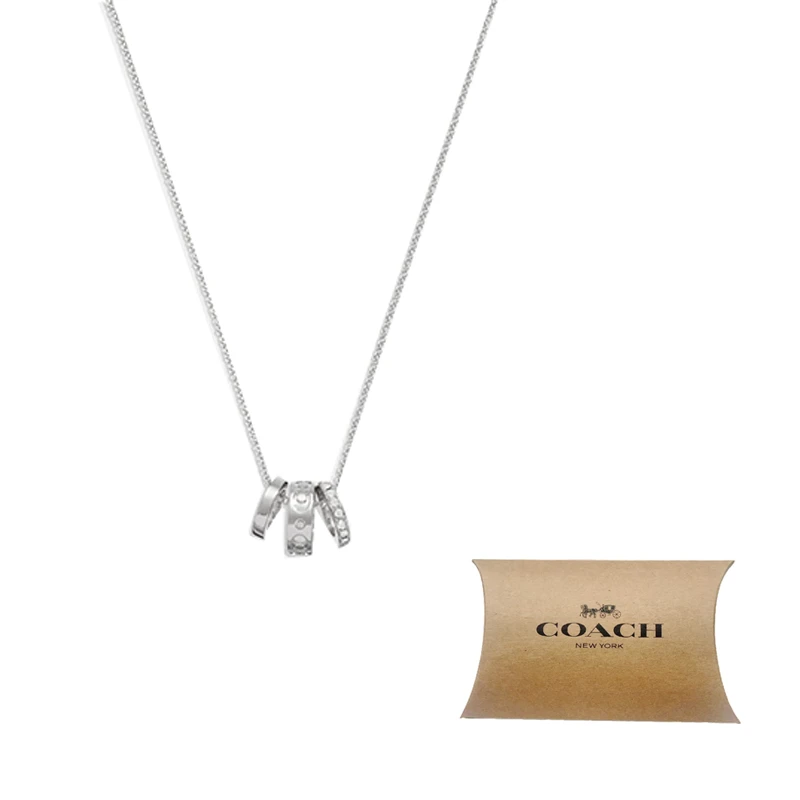 商品[国内直发] Coach|蔻驰 标志三环 Kissing C系列 黄铜 项链 女款 银色,价格¥1318,第5张图片详细描述