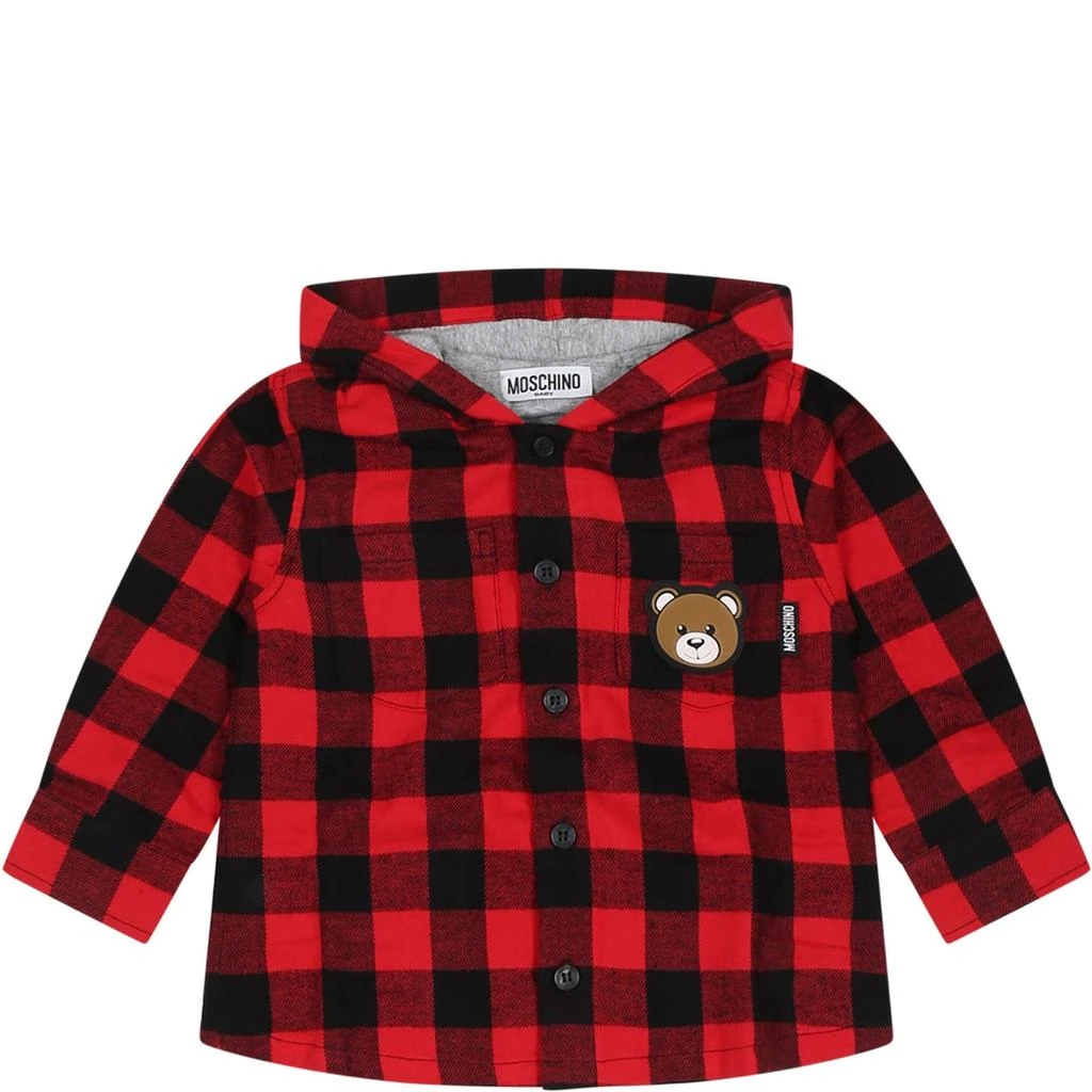 商品Moschino|Red Shirt For Baby Boy With Teddy Bear And Logo,价格¥1365,第1张图片