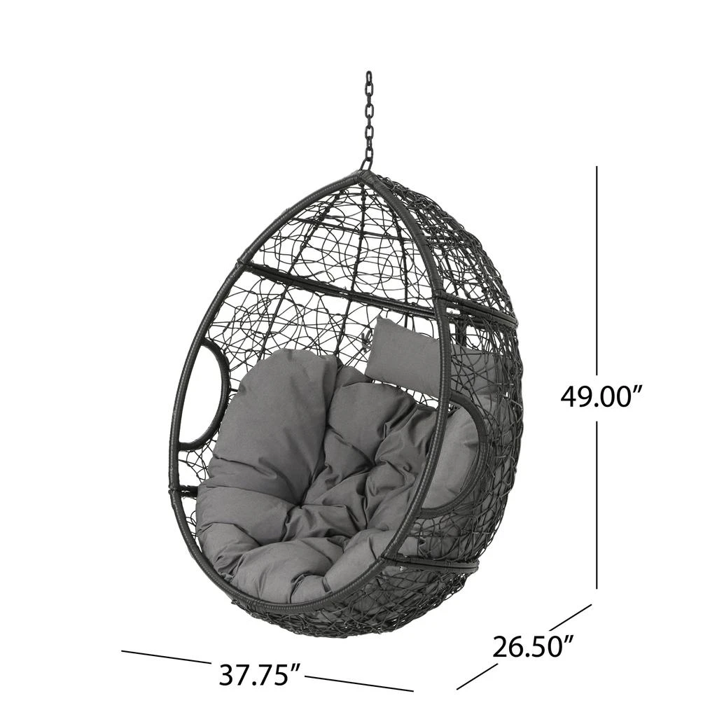 商品Streamdale Furniture|Streamdale Cozy Wicker Egg Hammock Chair with Removable Cushions,价格¥4479,第4张图片详细描述