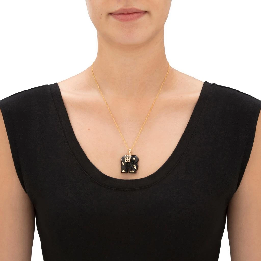 商品Palm Beach Jewelry|Genuine Black Jade Solid 10k Yellow Gold Elephant Pendant,价格¥1252,第3张图片详细描述