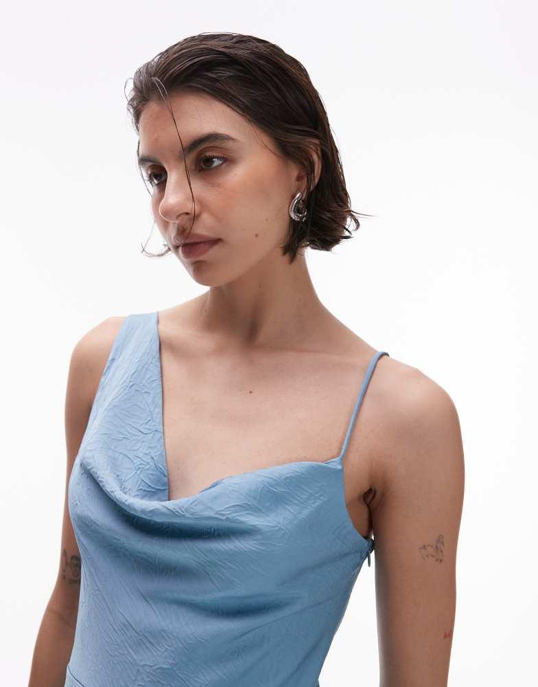 mango blue dress one shoulder MANGO - Floral Dress with asymmetrical neckline Blue