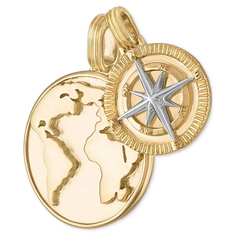 2-Pc. Set Globe & Compass Amulet Pendants in 14k Gold-Plated Sterling Silver, Created for Macy's商品第2张图片规格展示