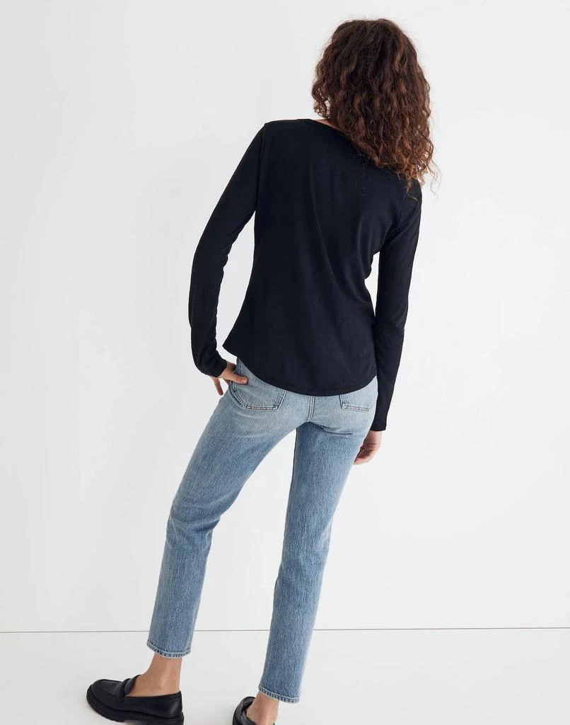 商品Madewell|Whisper Cotton Rib-Crewneck Long-Sleeve Tee,价格¥157,第3张图片详细描述
