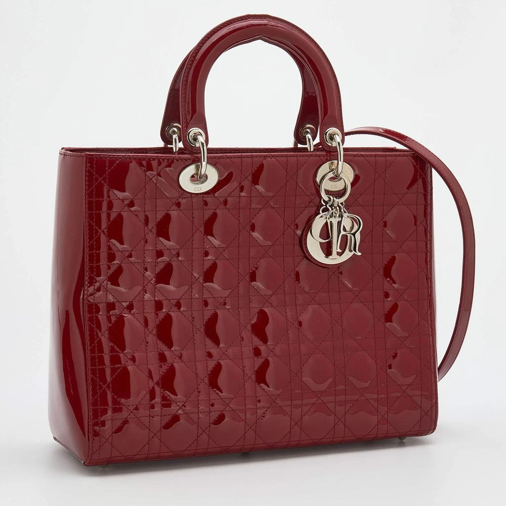 商品[二手商品] Dior|Dior Red Cannage Patent Leather Large Lady Dior Tote,价格¥9972,第3张图片详细描述