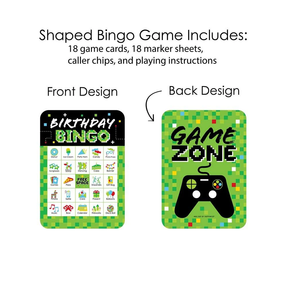 商品Big Dot of Happiness|Game Zone Cards and Markers Video Game Party or Birthday Party Bingo Game 18 Ct,价格¥135,第2张图片详细描述