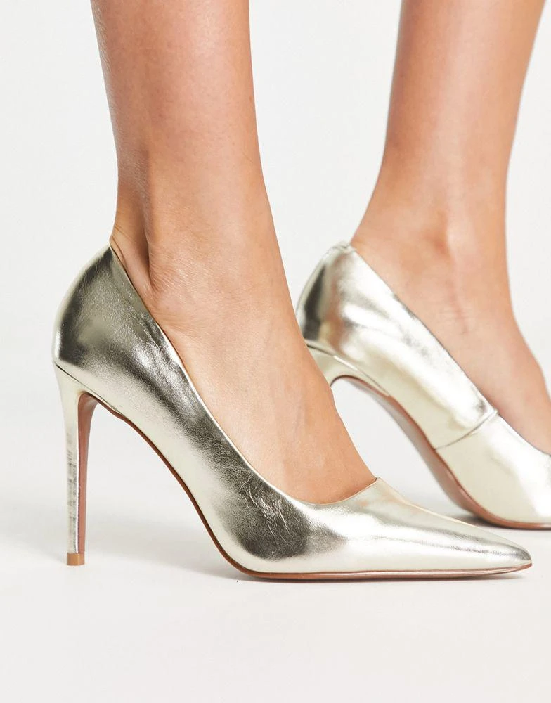 商品ASOS|ASOS DESIGN Penza pointed high heeled court shoes in gold,价格¥178,第1张图片