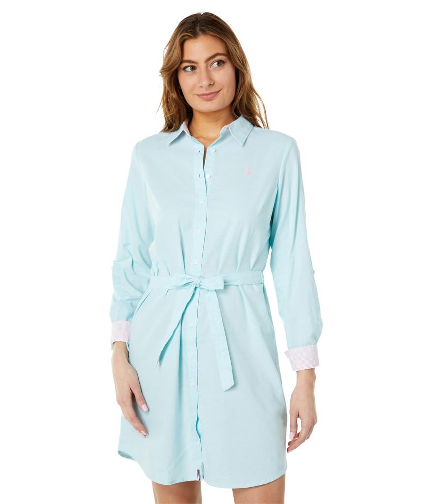 Long Sleeve Solid Stretch Oxford Dress商品第1张图片规格展示