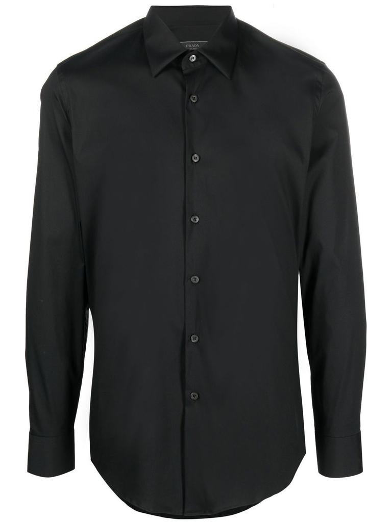 Prada Men's  Black Cotton Shirt商品第1张图片规格展示