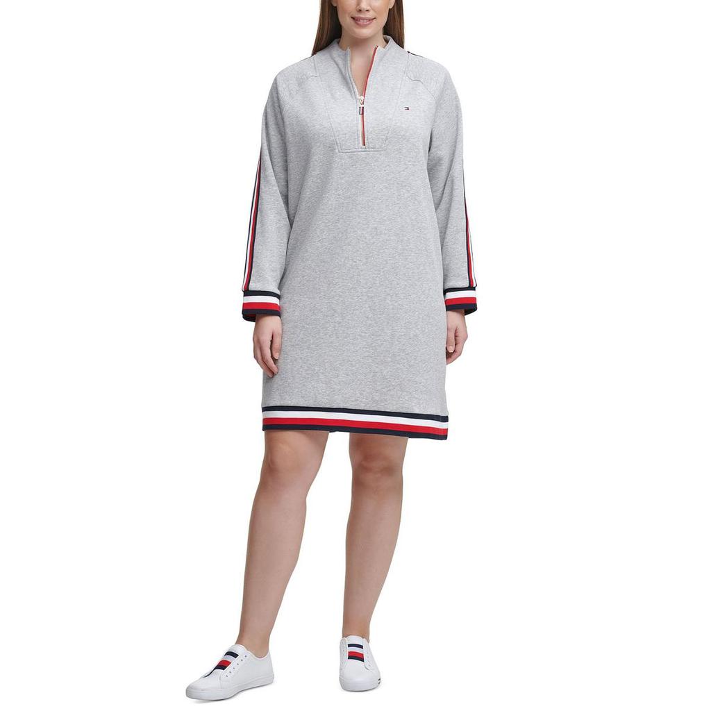 Tommy Hilfiger Womens Plus Fleece Funnel Neck Sweatshirt Dress商品第1张图片规格展示
