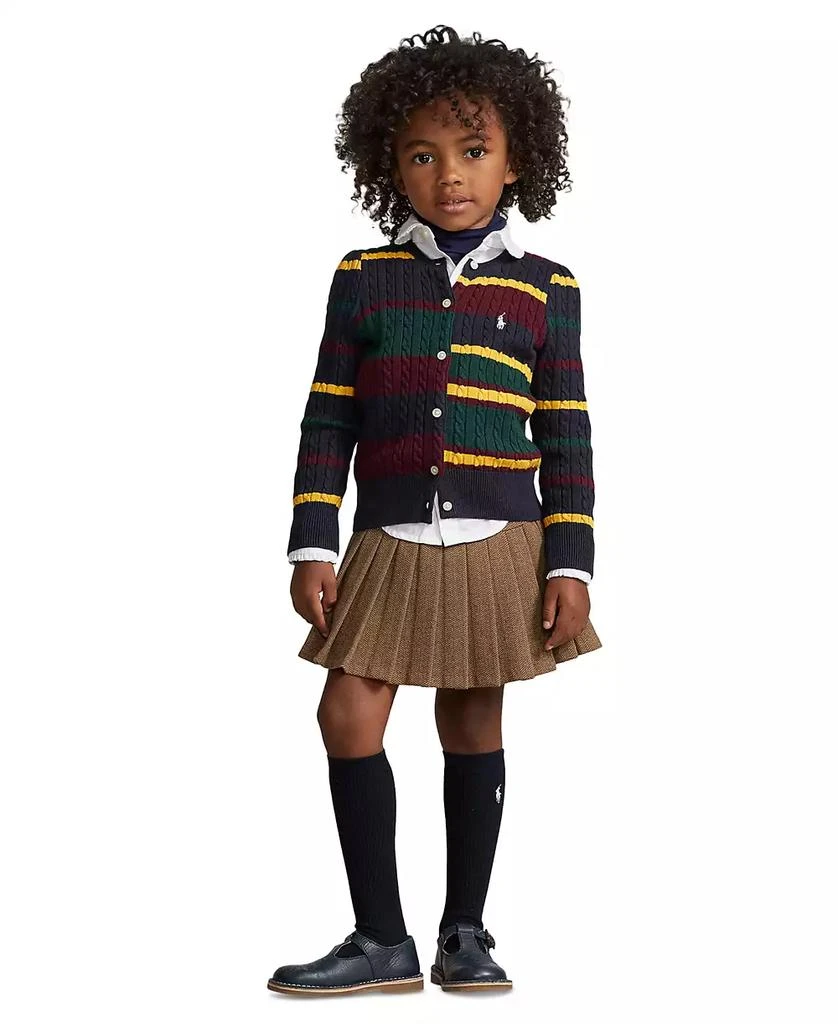 商品Ralph Lauren|Toddler and Little Girls Striped Mini-Cable Cotton Cardigan,价格¥211,第3张图片详细描述