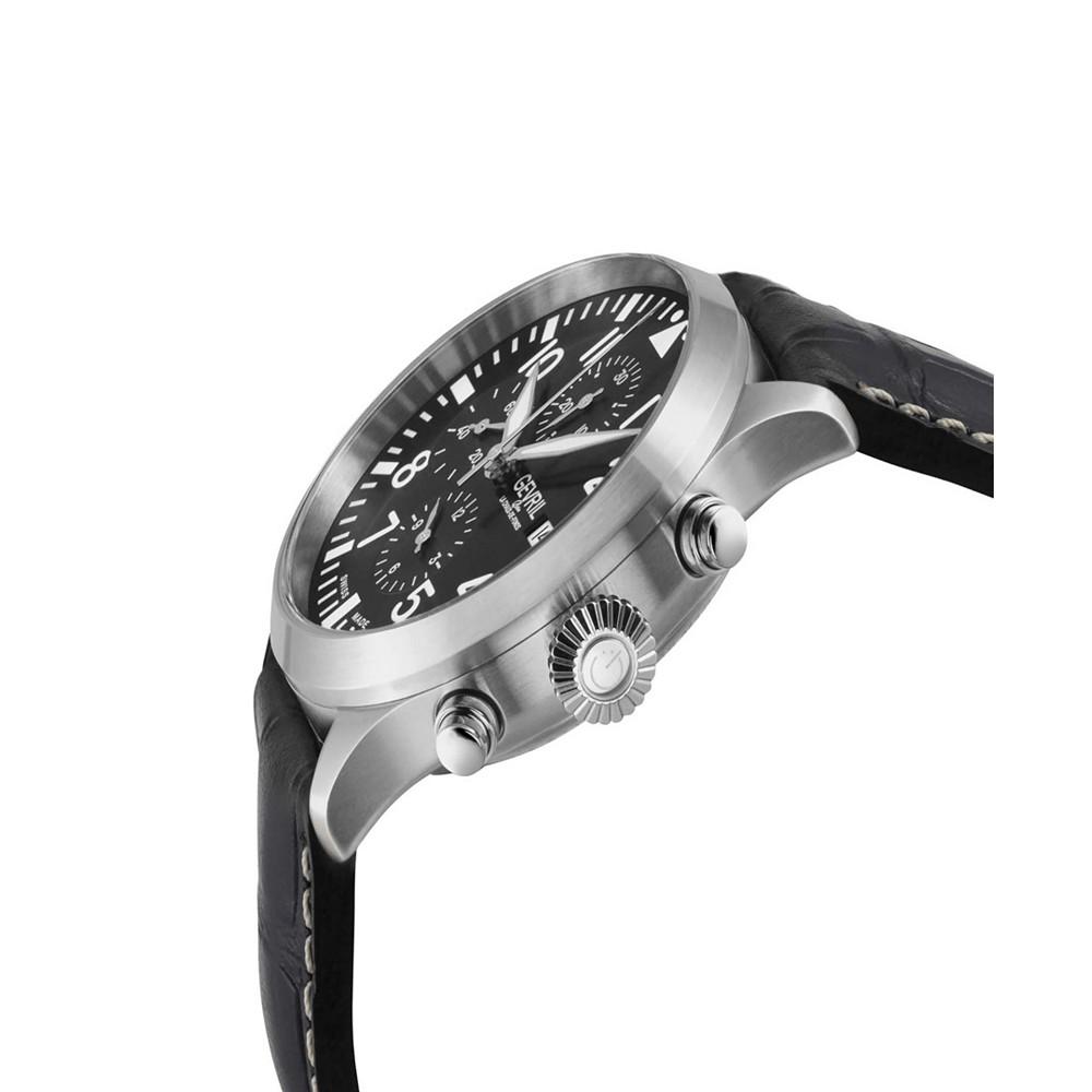 Men's Vaughn Swiss Automatic Black Italian Leather Strap Watch商品第3张图片规格展示