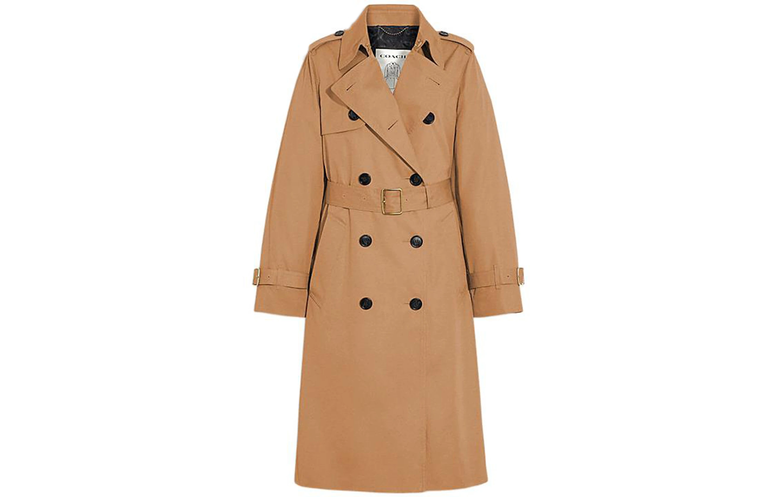 商品[国内直发] Coach|蔻驰 SS23 纯色双排扣中长款风衣 女款,价格¥3501,第1张图片