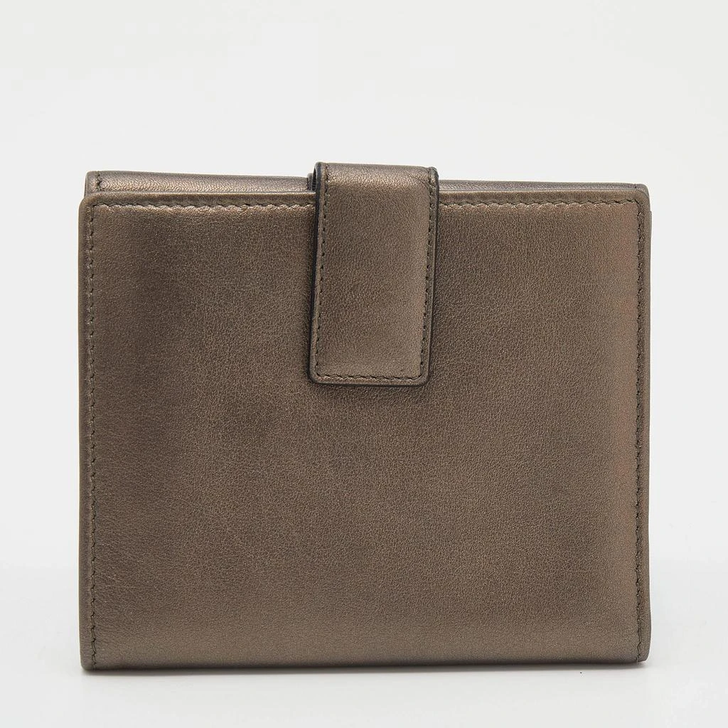 商品[二手商品] BVLGARI|Bvlgari Metallic Brown Leather Double Ring Flap Compact Wallet,价格¥840,第5张图片详细描述