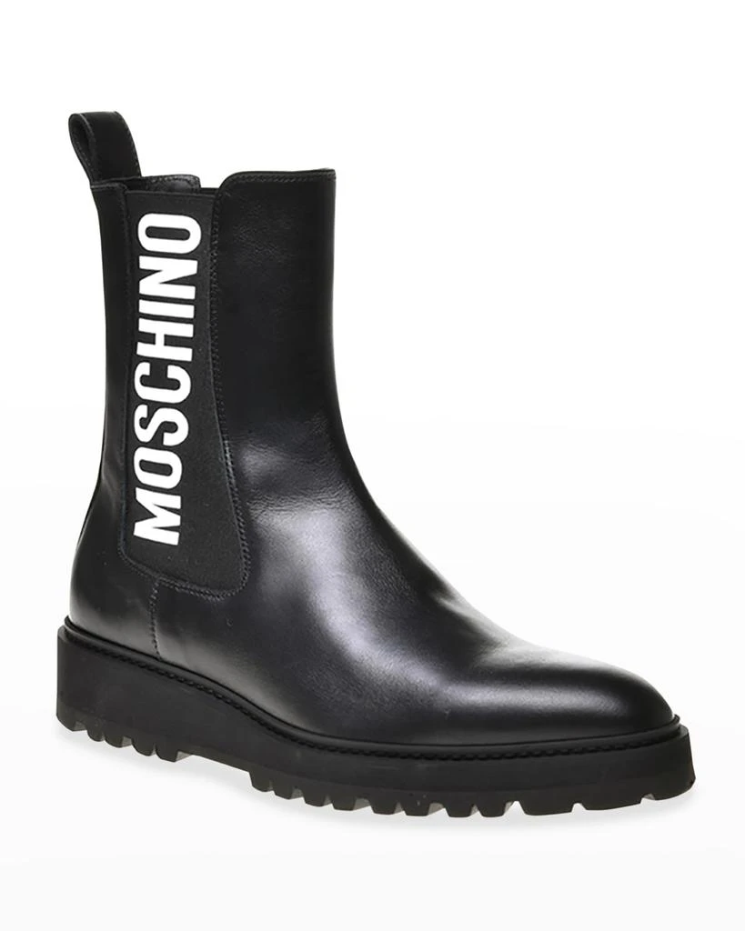 商品Moschino|Men's Logo Pointed-Toe Ankle Boots,价格¥5113,第2张图片详细描述