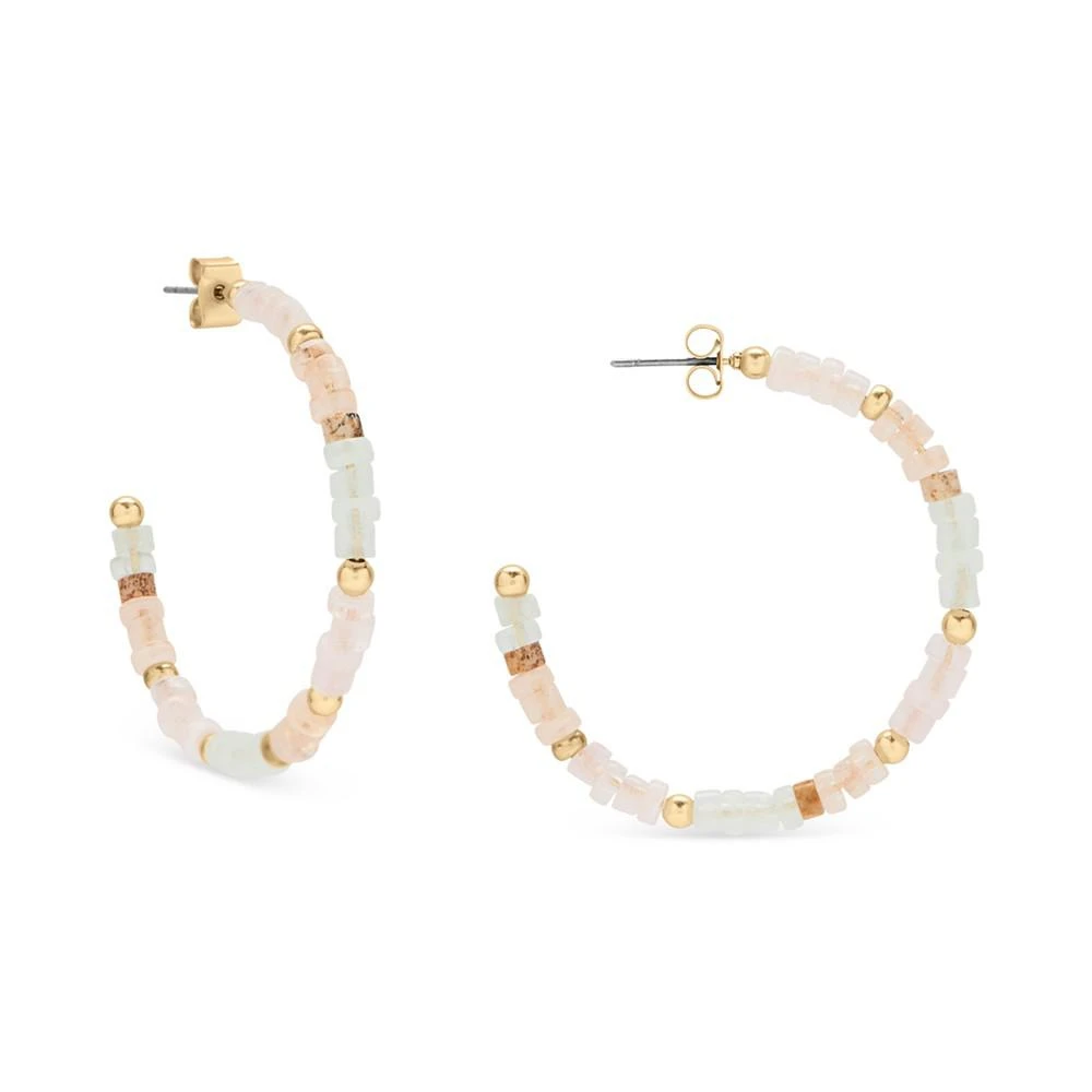 商品Lucky Brand|Gold-Tone Medium Gemstone Beaded Hoop Earrings, 1.38",价格¥204,第1张图片