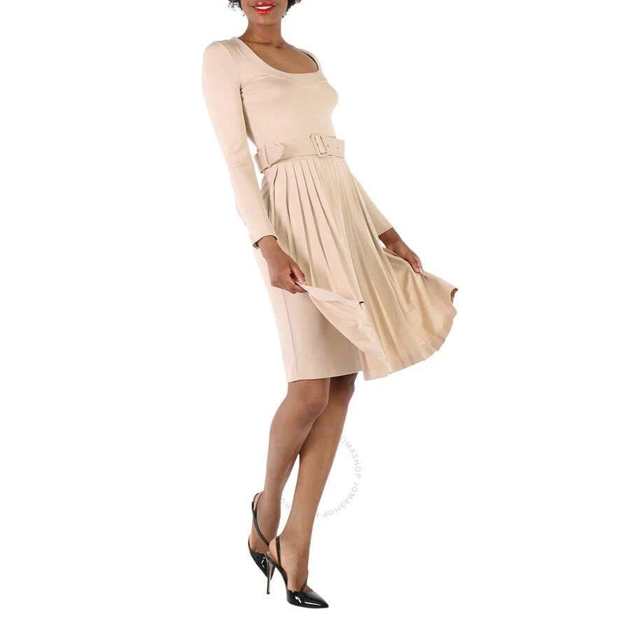 商品Burberry|Teddy Beige Long-sleeve Pleated Dress,价格¥14604,第2张图片详细描述