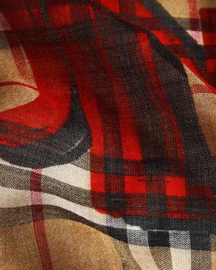 商品Burberry|Marker Text Check Gauze Scarf  ,价格¥2015,第3张图片详细描述