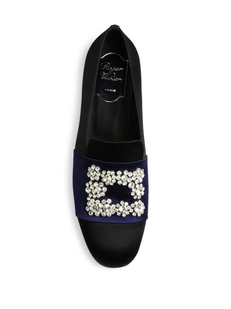 商品Roger Vivier|Flower Crystal-Buckle Satin Loafers,价格¥9010,第4张图片详细描述