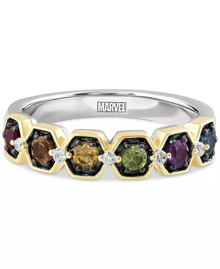 商品Macy's|Marvel Multi-Gemstone (3/8 ct. t.w.) & Diamond (1/20 ct. t.w.) Infinity Stone Avengers Ring in Sterling Silver & Gold-Plate,价格¥917,第3张图片详细描述