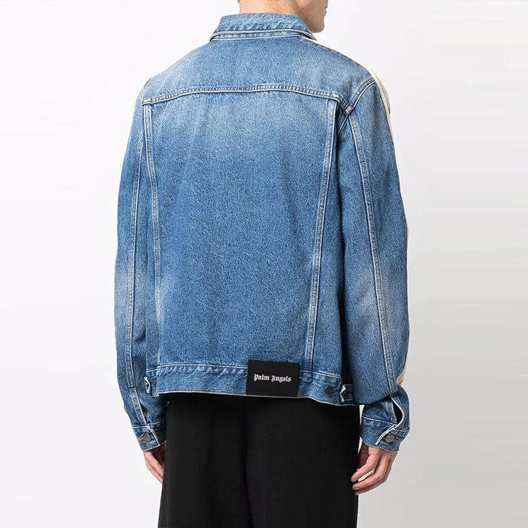 商品[国内直发] Palm Angels|条纹细节牛仔外套 男款 蓝色,价格¥2859,第5张图片详细描述