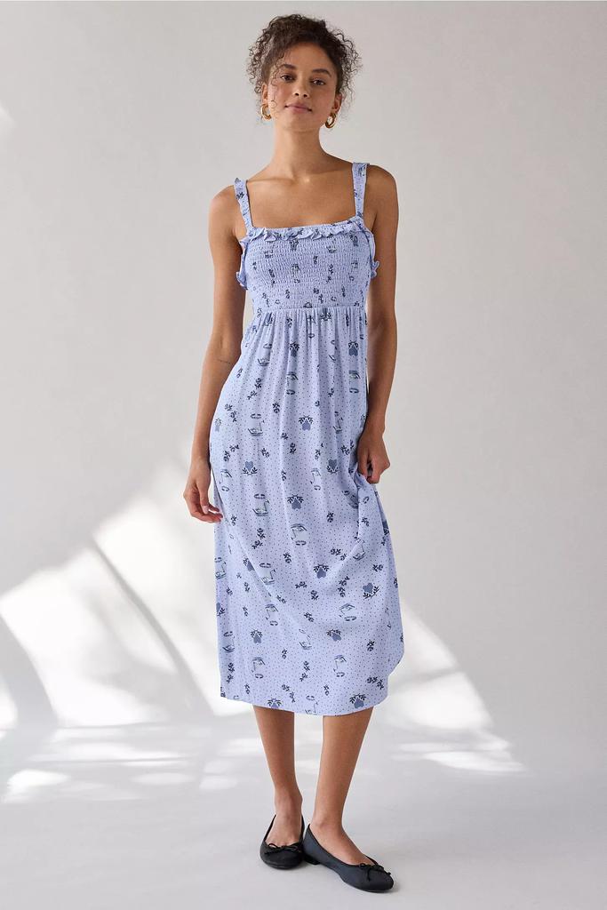 heli leaves button front linen midi dress Farm Rio Heli Leaves Linen Midi Dress In Pearl - 30% Off