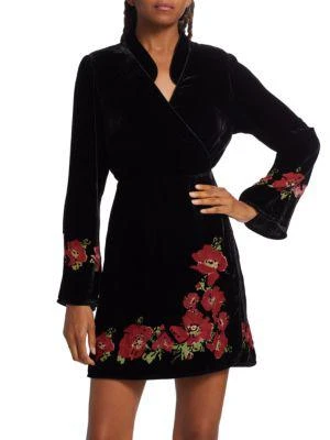 商品Rixo|Iris Velvet Wrap-Front Minidress,价格¥1332,第1张图片