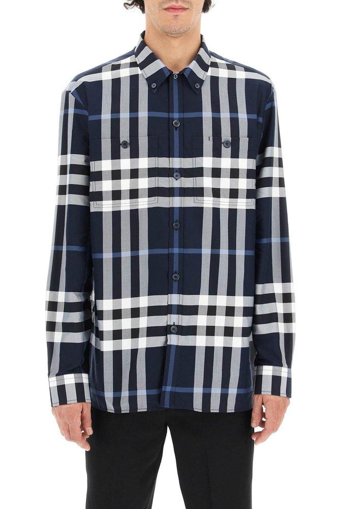 Burberry Checked Long-Sleeved Shirt商品第1张图片规格展示