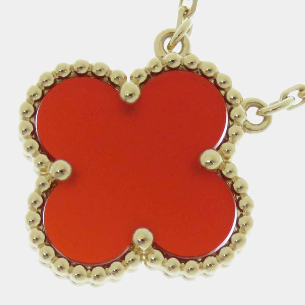 商品[二手商品] Van Cleef & Arpels|Van Cleef & Arpels Vintage Alhambra 18K Yellow Gold Carnelian Necklace,价格¥20345,第1张图片