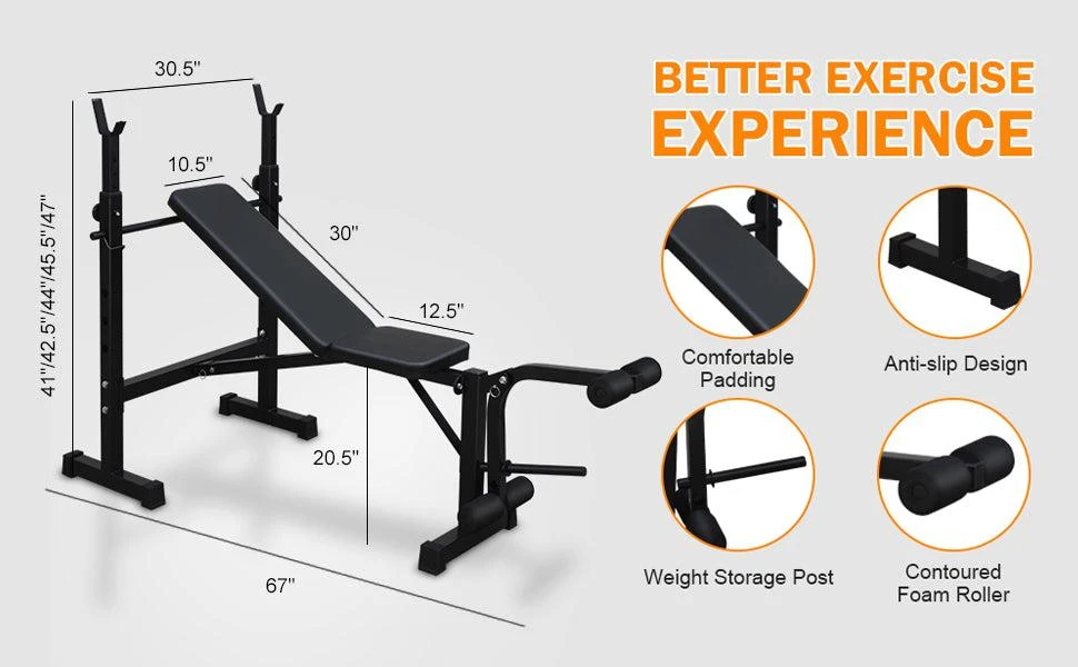 商品Streamdale Furniture|Streamdale Adjustable Olympic Weight Bench Stable,价格¥1799,第3张图片详细描述