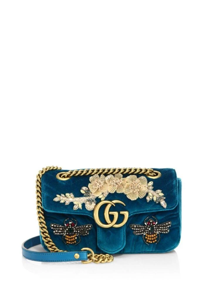 商品Gucci|GG Marmont 天鹅绒刺绣迷你单肩包,价格¥28490,第1张图片