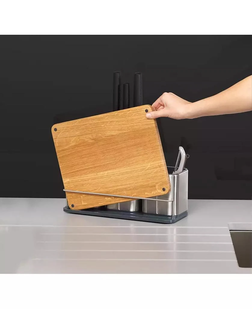 商品Joseph Joseph|CounterStore Stainless Steel Organizer with Oak Chopping Board,价格¥477,第5张图片详细描述