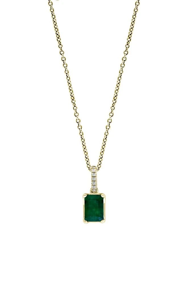 商品Effy|14K Yellow Gold Emerald & Pavé Diamond Pendant Necklace - 0.03 ctw.,价格¥6970,第1张图片