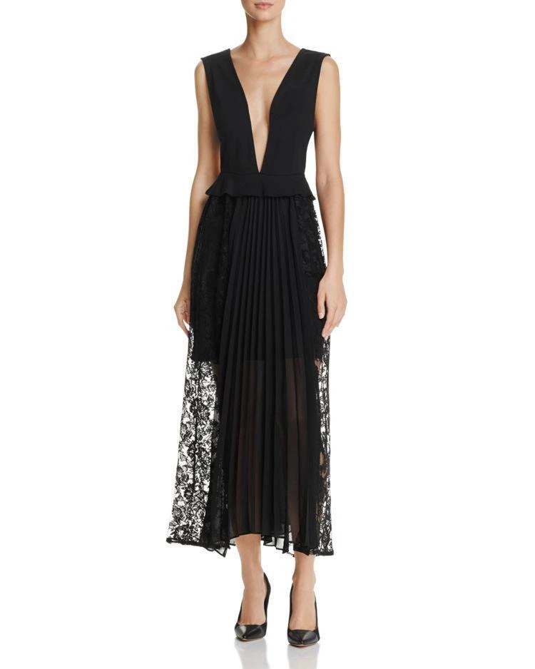 商品French Connection|Angelina Deep-V Pleated Lace Maxi Dress,价格¥885,第1张图片