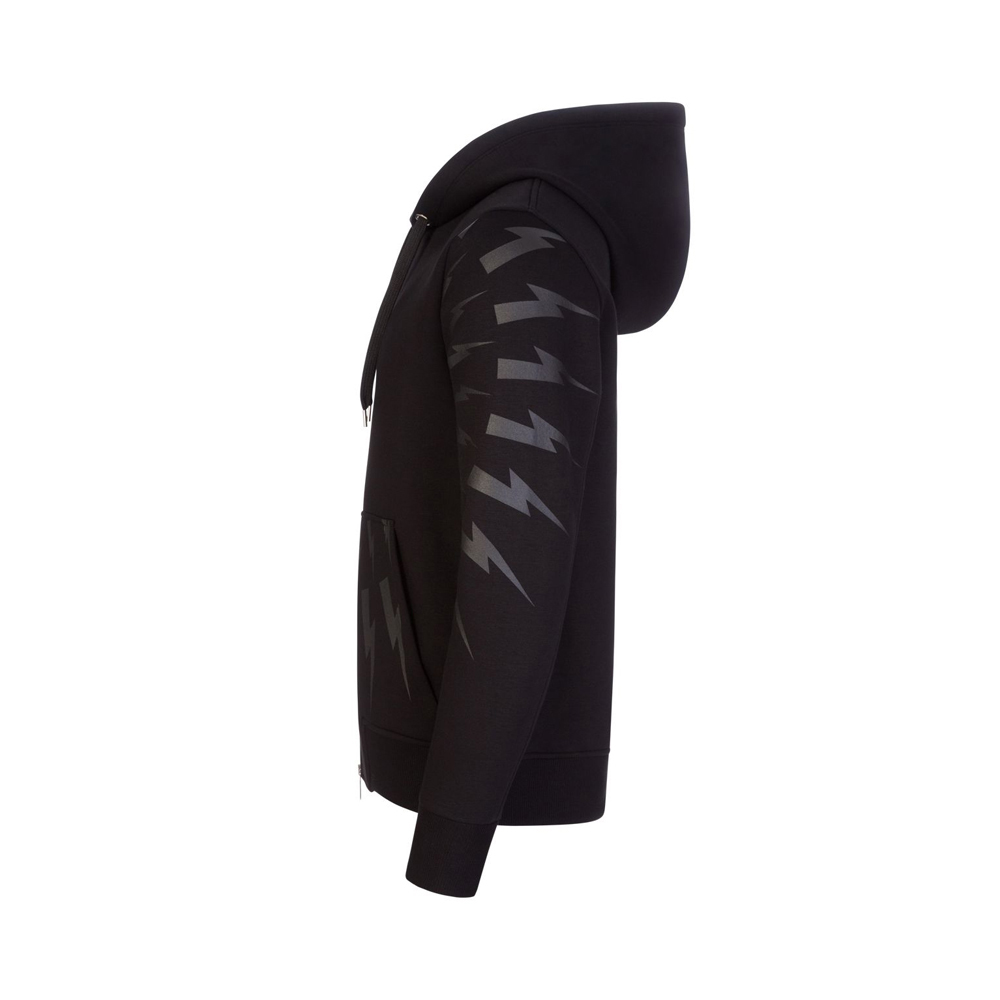 NEIL BARRETT 男士黑色拉链开衫卫衣 BJS007S-R519S-0101商品第3张图片规格展示