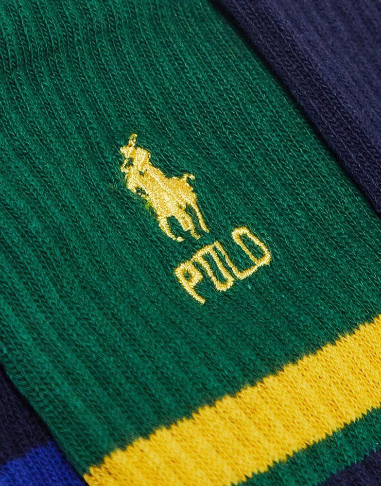 Polo Ralph Lauren 3 pack socks in green, navy yellow with logo商品第3张图片规格展示