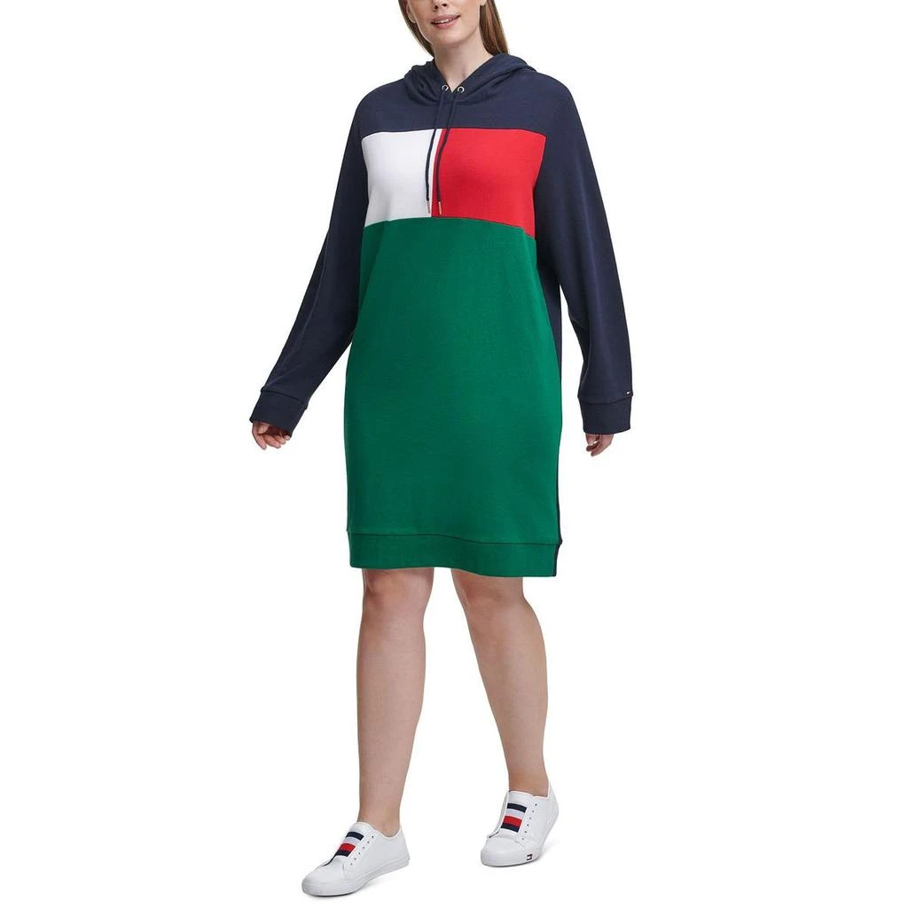 商品Tommy Hilfiger|Tommy Hilfiger Womens Plus Hoodie Short Sweatshirt Dress,价格¥92,第2张图片详细描述