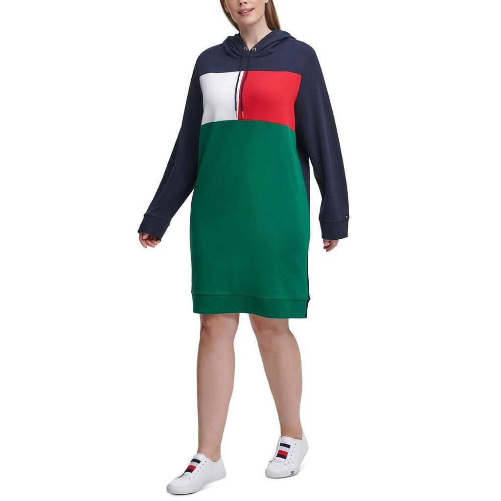 商品Tommy Hilfiger|Tommy Hilfiger Womens Plus Hoodie Short Sweatshirt Dress,价格¥296,第4张图片详细描述