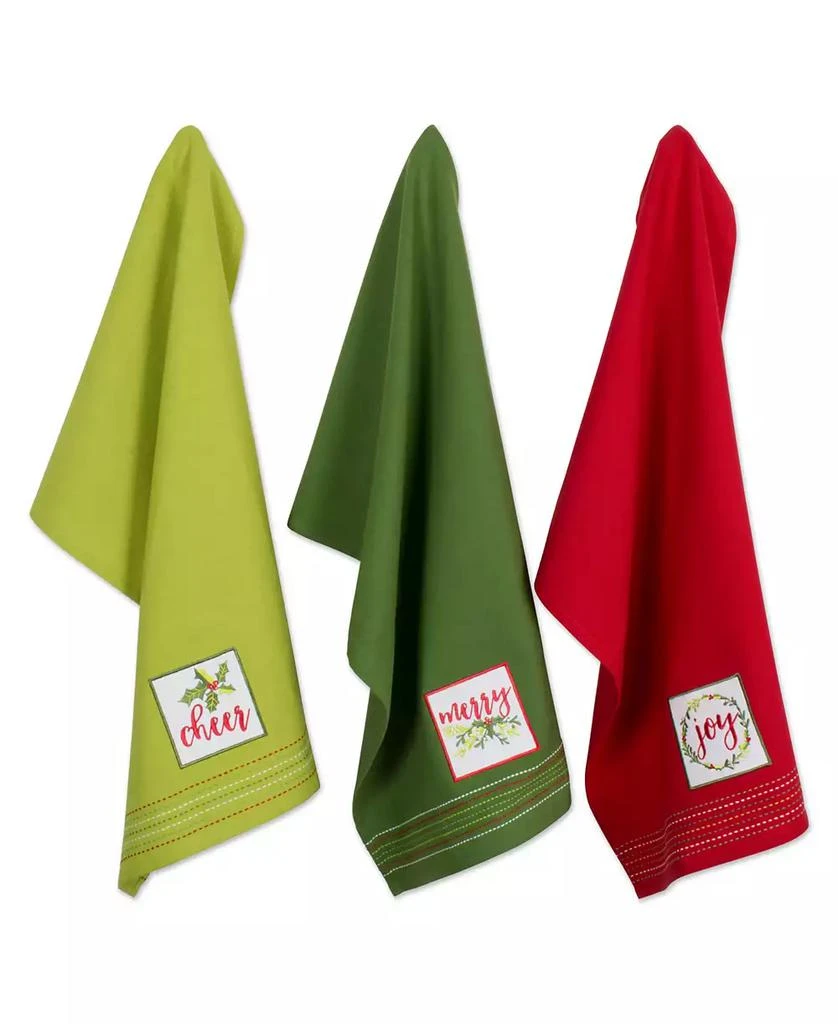 商品Design Imports|Assorted Holiday Greetings Embellished Dishtowel Set,价格¥209,第1张图片