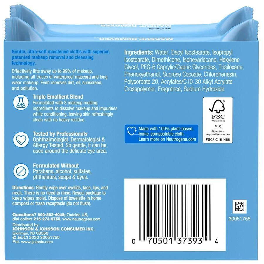 商品Neutrogena|Makeup Remover Cleansing Towelettes,价格¥104,第3张图片详细描述