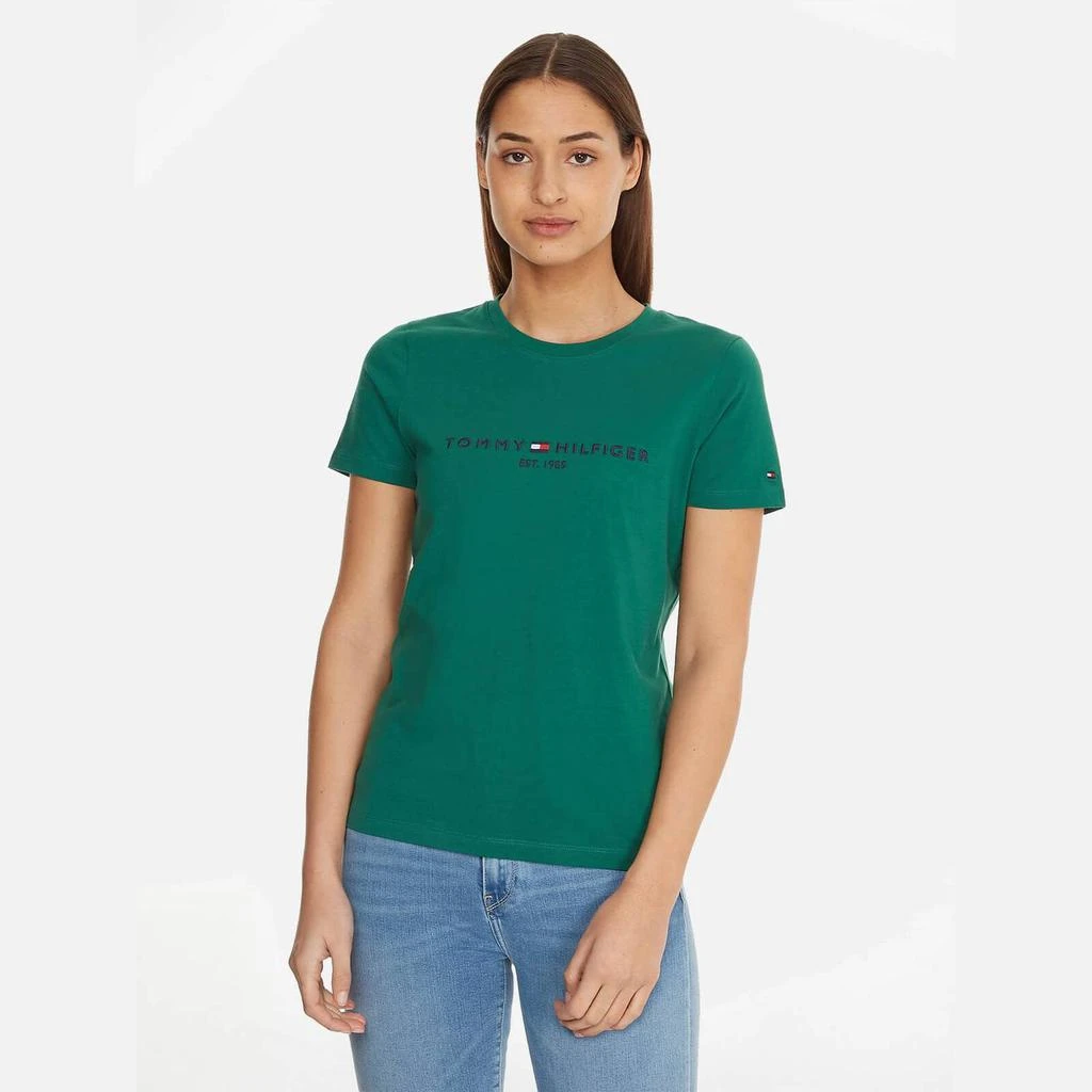 商品Tommy Hilfiger|Tommy Hilfiger Women's Regular Hilfiger Tee - Tropical Emerald,价格¥177,第1张图片