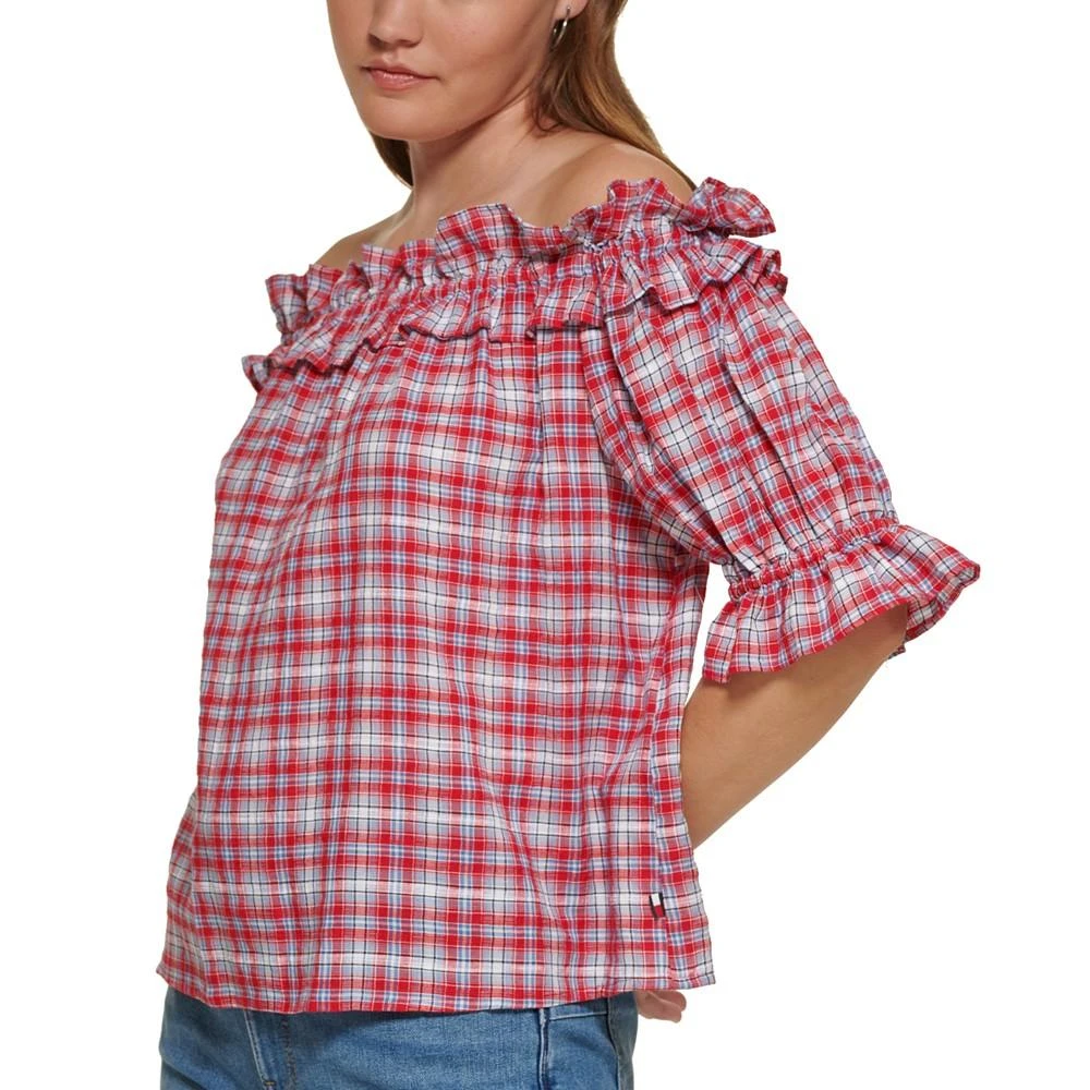 商品Tommy Hilfiger|Women's Plaid Off-The-Shoulder Top,价格¥95,第3张图片详细描述