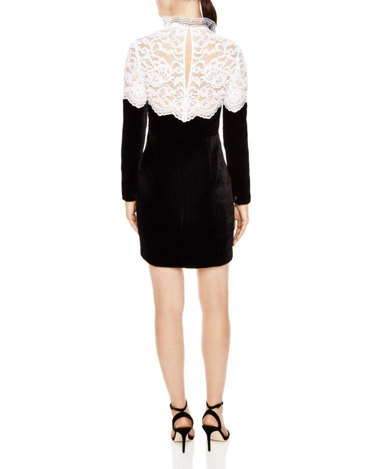 商品Sandro|Junie Lace-Yoke Velvet Mini Dress,价格¥2011,第2张图片详细描述