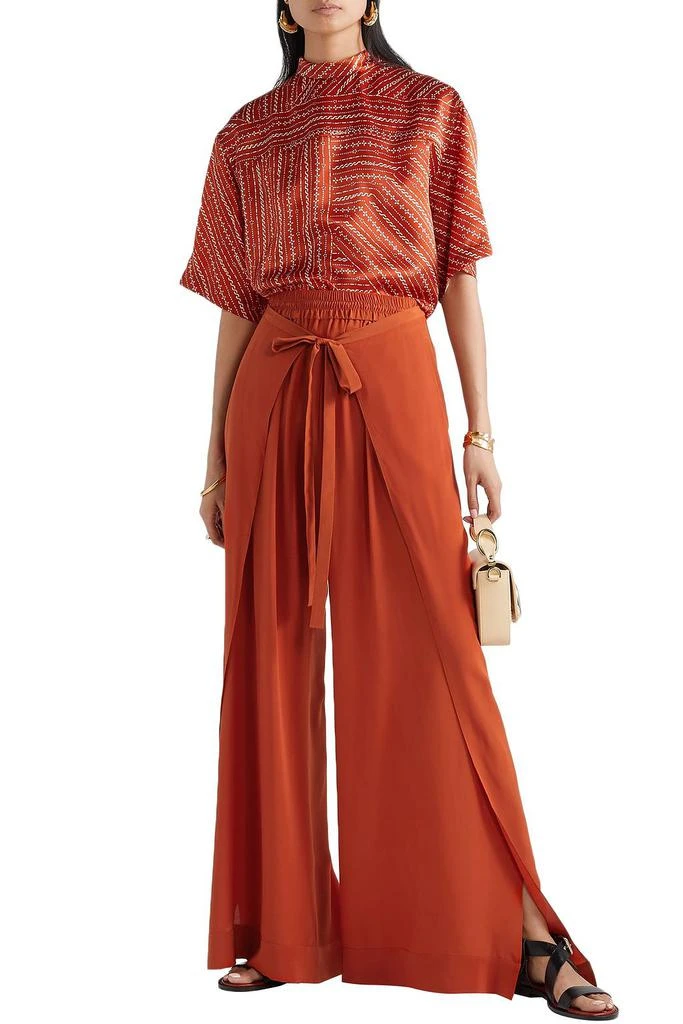 商品Chloé|Layered silk-crepe wide-leg pants,价格¥2008,第2张图片详细描述