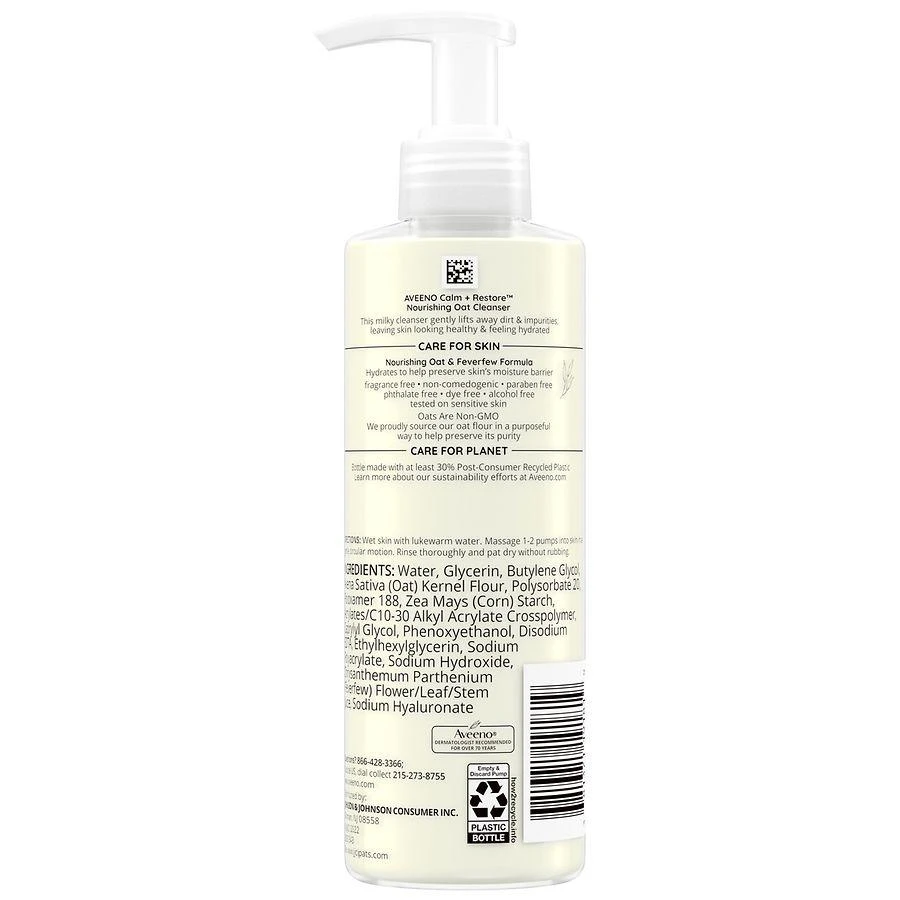 商品Aveeno|Calm + Restore Nourishing Oat Sensitive Skin Cleanser Fragrance-Free,价格¥113,第3张图片详细描述