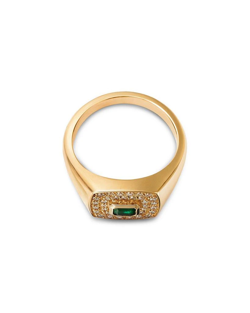 Emerald & Diamond Signet Ring in 14K Yellow Gold 商品