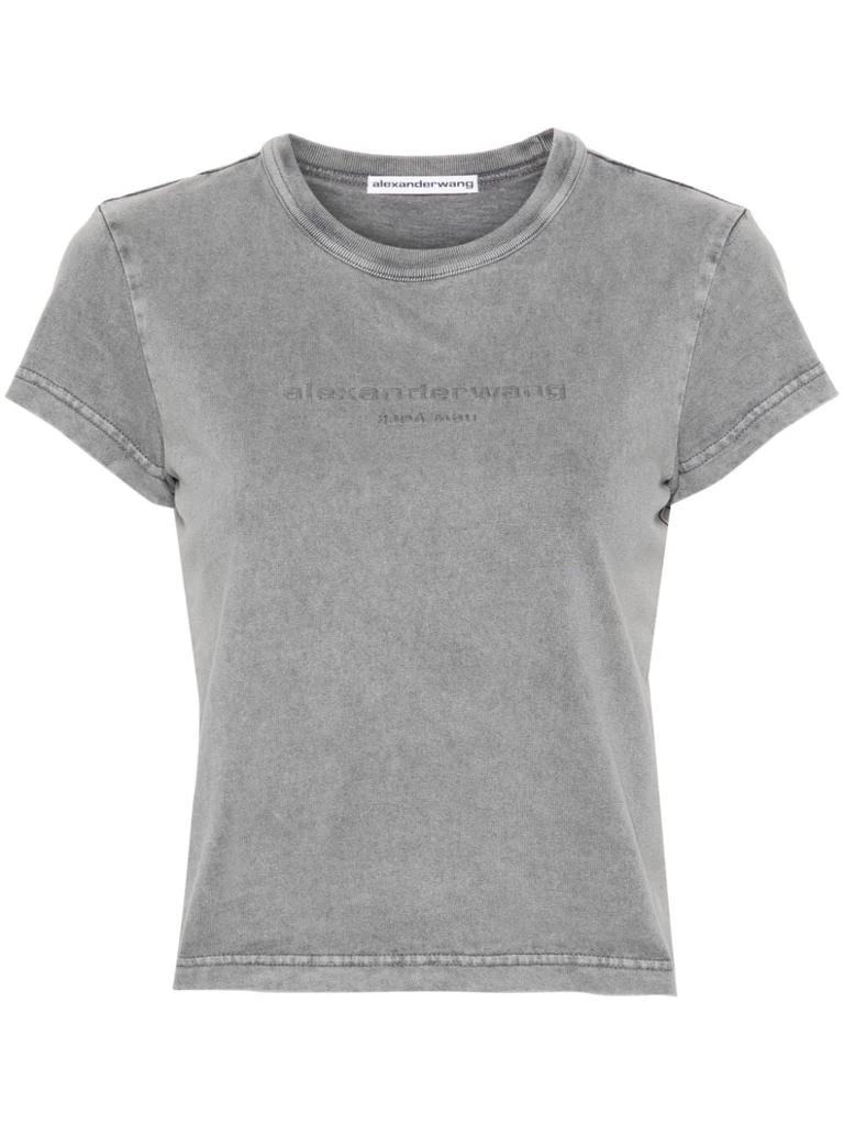 商品Alexander Wang|ALEXANDER WANG Women Bi-Color Acid Shrunken Embossed Logo Tee,价格¥891,第5张图片详细描述