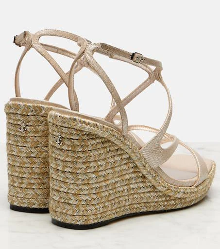 商品Jimmy Choo|Ayla 110金属感皮革坡跟鞋,价格¥9005,第2张图片详细描述
