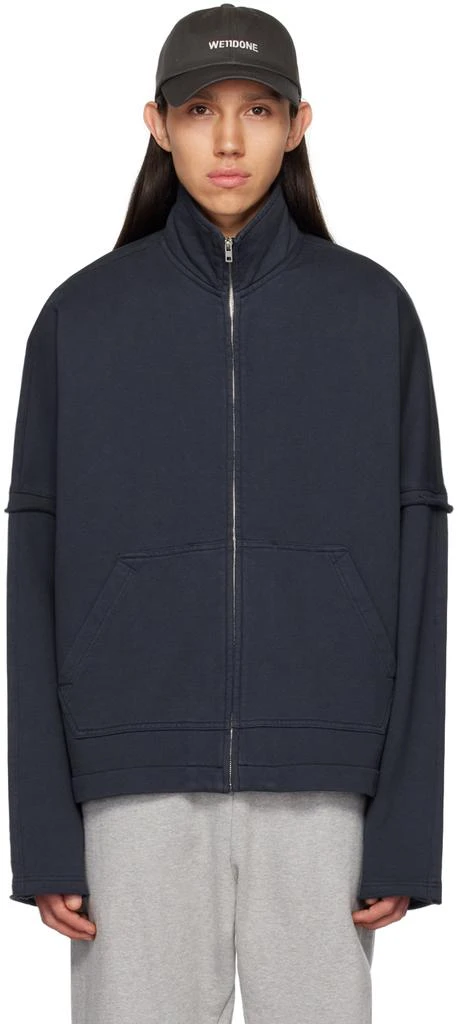 商品We11done|Navy High Neck Zip-Up Sweater,价格¥1365,第1张图片