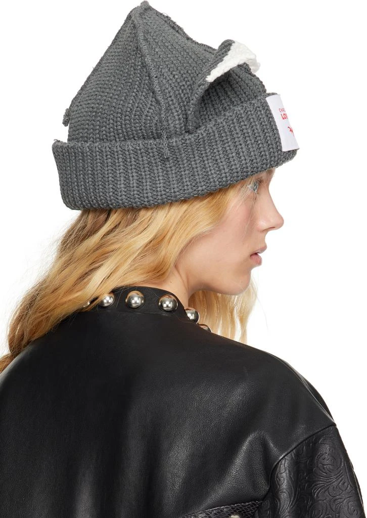 商品Charles Jeffrey Loverboy|Gray Chunky Ears Beanie,价格¥895,第3张图片详细描述