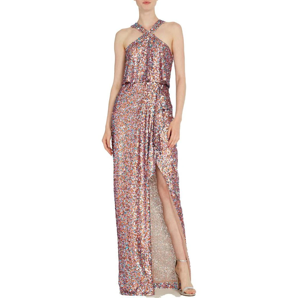 商品Monique Lhuillier|ML Monique Lhuillier Womens Sequin Halter Cocktail and Party Dress,价格¥1187,第1张图片